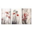 thumbnail image 2 of Designart "Herb Garden s Splendor in Red and Grey III" Floral Wall Art Set Of 3 - Red Floral Canvas Set For Living Room Decor, 2 of 7