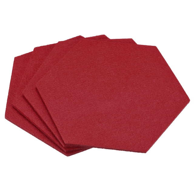 Fieltro Posavasos, 4uds Hexagonal Absorbente Almohadilla Posavasos para Bebida Copa Olla Cuenco Jarrón, Rojo