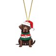 thumbnail image 2 of WUJDF 1 Pcs Christmas Chocolate Lab Labrador Ornament 2D Acrylic Hanging Christmas Tree Ornaments Holiday Decorations for Xmas Tree Decor Retriever Gifts for Labrador Lovers, 2 of 7