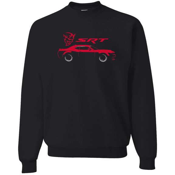 Wild Bobby, SRT Demon Speedster Racing Car Silhouette Emblem Cars and Trucks Crewneck Graphic Sweatshirt