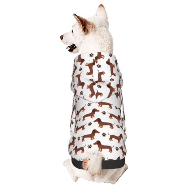 Fotbe Dachshund Dog Puppy Sudadera con Estampado para Perros Pequeños – Suéter con Capucha para Mascotas, Tela Suave de Forro Polar con Bolsillo-X-Small