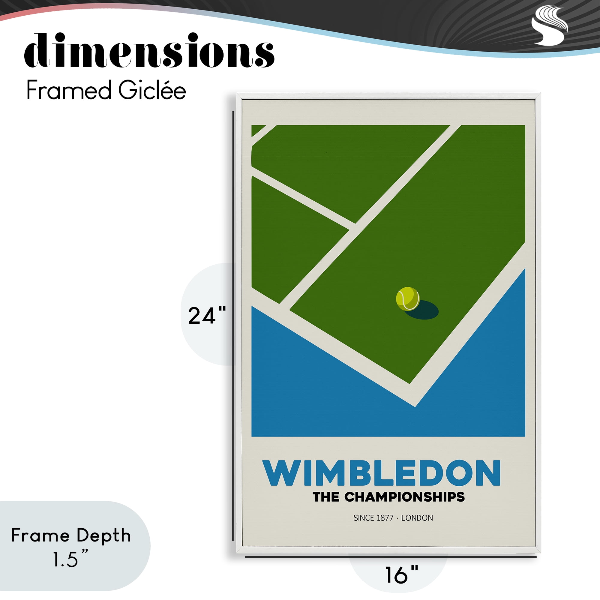 Stupell Industries Wimbledon Tennis Court White Framed Giclee Art, design by Andreas Magnusson