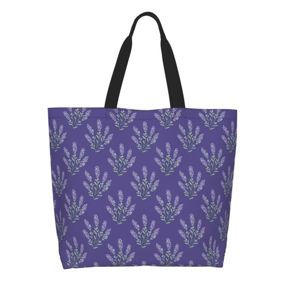 Honeii Lavender Flowers Print Tote Bag for Women, Foldable Tote Bag Large Shoulder Bag Top Handle Handbag for Travel, Work