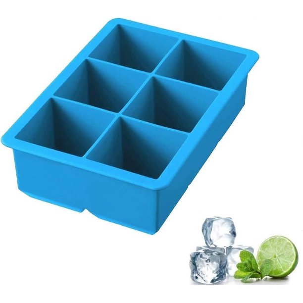 Silicone Large Ice Cube Tray - Silicone Ice Mold - Make 6 Pieces 2 Inch Ice Cube For Whiskey Drinking, A Must-have For Cooling Bar Drinks - BPA Free