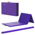 thumbnail image 1 of BalanceFrom 10ft x 4ft x 2in 4-Panel Folding Gymnastics Mat with 8ft Balance Beam, Purple, 1 of 12