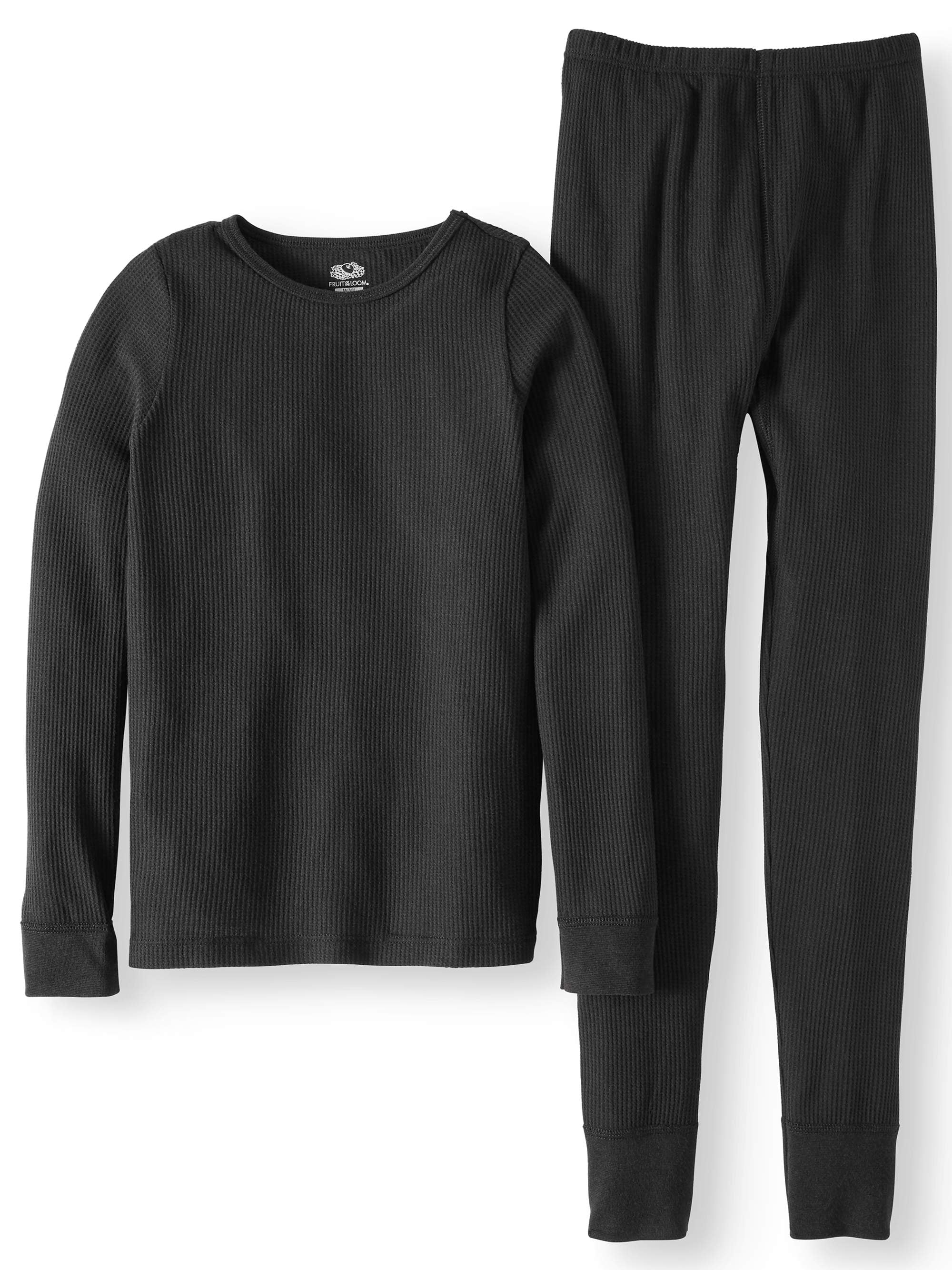 Fruit Of The Loom Men/'s Waffle Thermal Henley 2 Pack Size 5XL Gray /& Black