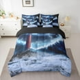 thumbnail image 3 of Homewish Nautical Tsunami Lightning Bedding Comforter Set 7 Pieces, Ocean Marine Lighthouse Full Bedding Set, Natural Disaster Reversible Fitted Sheet Flat Sheet, Ultra Soft Bedroom Decor, 3 of 8