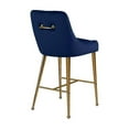 thumbnail image 3 of Homestock African Artifacts Modern, Contemporary Velvet Upholstered Counter Stool with Polished Gold Metal Legs, Set of 2, 23" W x 21" D x 40" H, Ideal for Bar and Pub Height Tables-Color:Navy, 3 of 10
