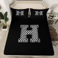 thumbnail image 2 of Feelyou Cartoon Letter H Bed Sheets for Kid, Buffalo Monogrammed King Sheets, Square Geometric Sheet Set, Breathable Home Decor, 4-Piece, 2 of 7