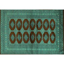 Ahgly Company Machine Washable Indoor Rectangle Persian Turquoise Blue Traditional Area Rugs, 5' x 7'