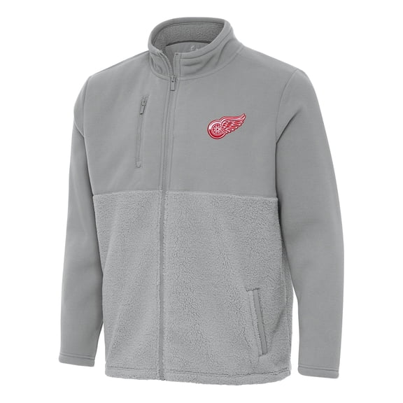 Men's Antigua Gray Detroit Red Wings Daily Fused Full-Zip Jacket