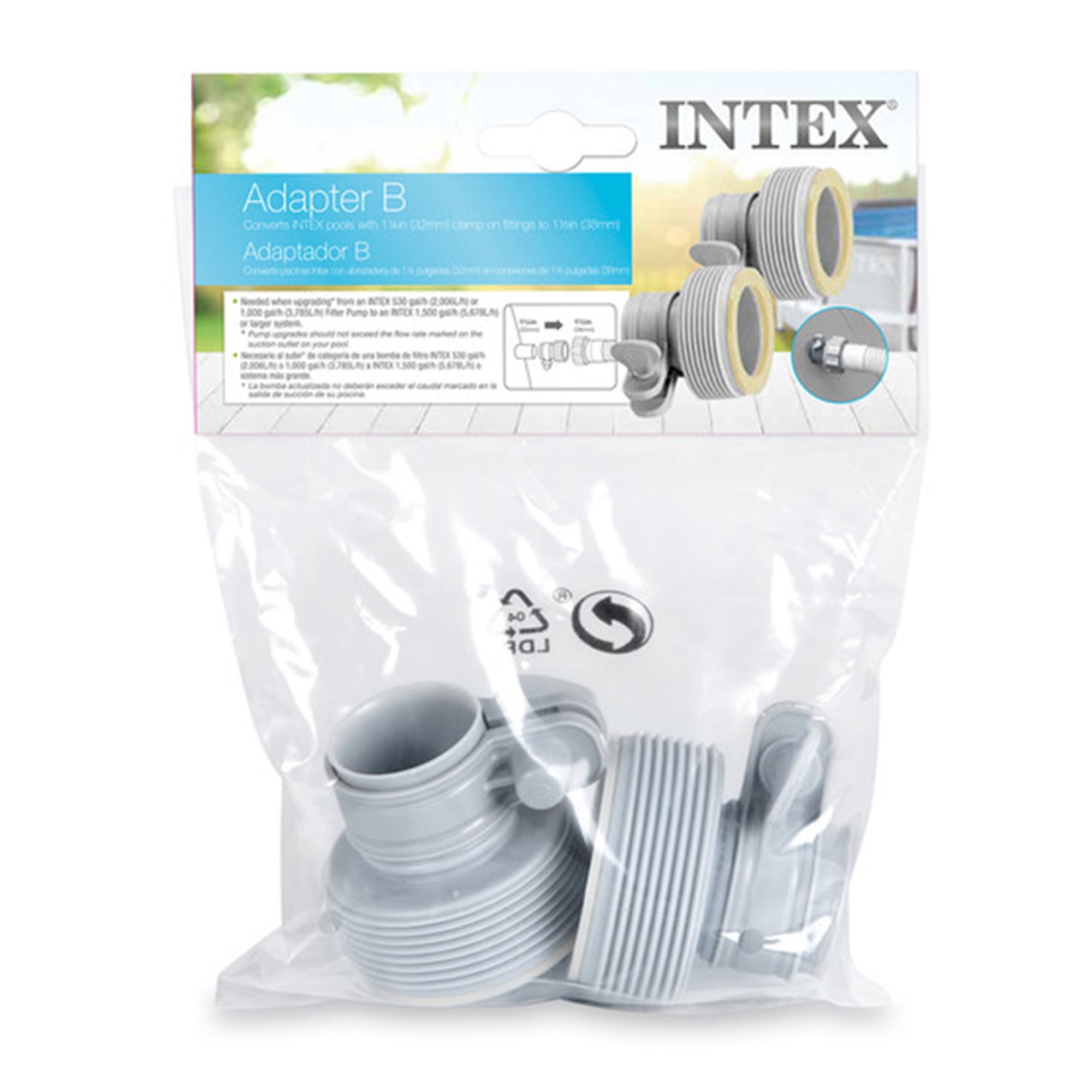 Intex 29061E Type B Intex Pool Clamp on Fittings Converter Pool Accessory, Gray