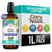 GuruNanda CocoMint Oil Pulling Natural Mouthwash with Essential Oils & Vitamins D3,E,K2 - 1L