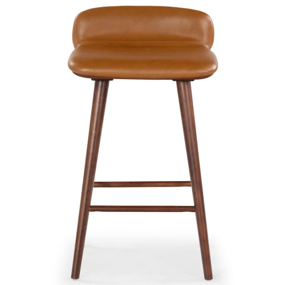 Safavieh Tazmyn Wood and Leather  Counterstool in Brown / Walnut