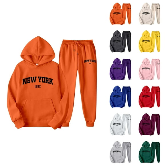 New York Sweatsuits Women 2 Piece Outfit 2026 Trendy Hoodie and Joggers Sweatpants Matching Set