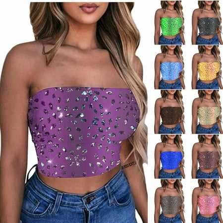 Sentmoon Bralettes for Women Strapless Bras for Women Sports Bras for Women Sexy Glitter Print Yoga Bra Sleep Bralettes Trendy for Wedding Dress Blue L