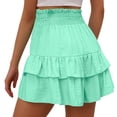 thumbnail image 4 of Lroveb Summer Shorts for Women 2024 High Waisted Ruffle Hem Shorts Pleated Casual Flowy Beach Shorts Mint Green, 4 of 6