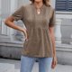 thumbnail image 2 of V Cuello Manga Corta Tops para las Mujeres Primavera Verano Moda Color Sólido Camiseta, Imitación Algodón, 2 of 6