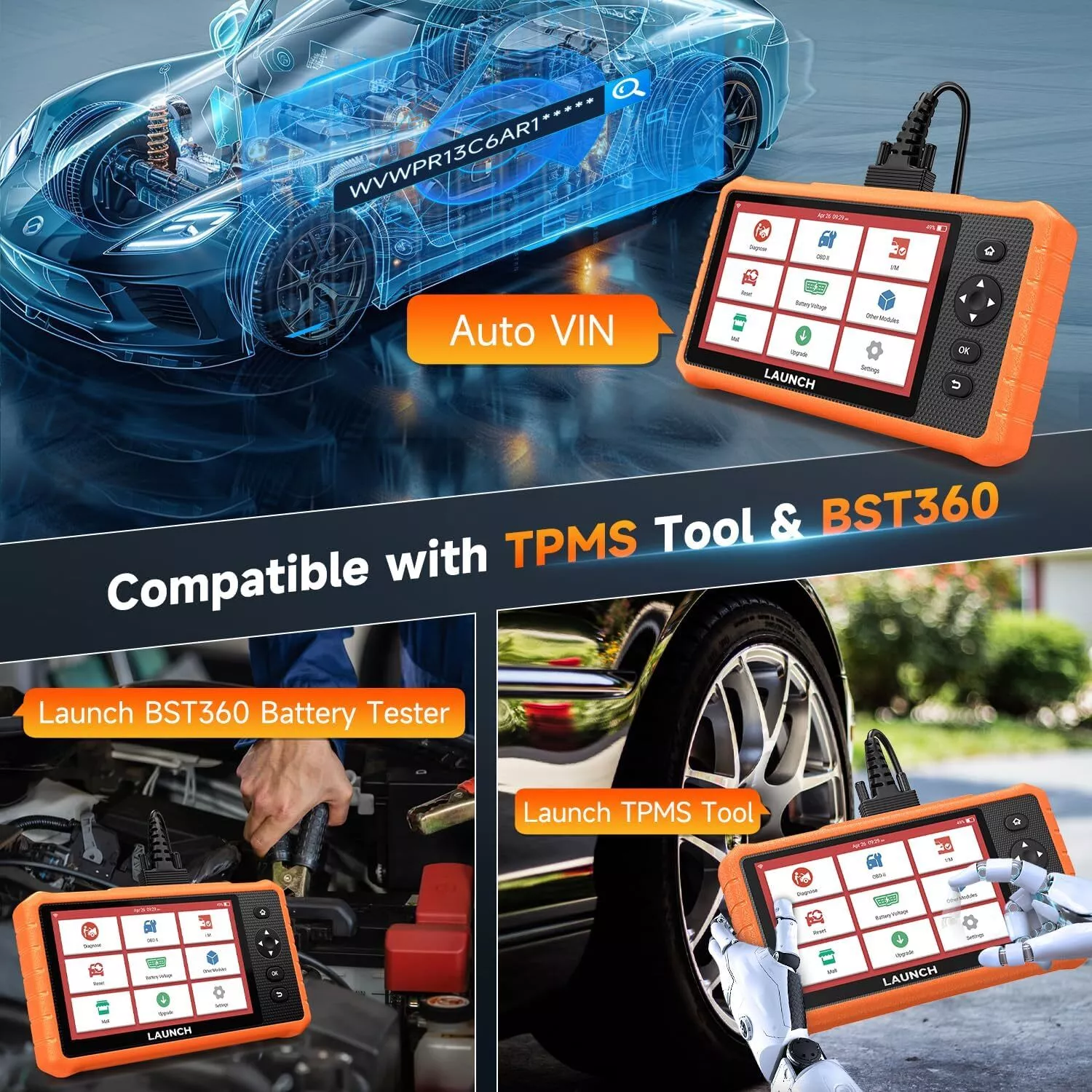 LAUNCH X431 CRP919C Bidirectional Scan Tool, All System Car Diagnostic Scan Tool OBD2 Scanner for All Cars with 32+ Reset Service, Active Test, AutoVin, FCA Autoauth DoIP & CAN FD, 2-Year Free Update