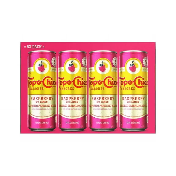 Topo Chico Sabores, 12oz Cans, Pack of 8 (Raspberry Lemon)