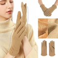 thumbnail image 2 of Guantes TANGJMXG cálidos de otoño e invierno para mujer a prueba de viento felpa gruesa caqui, 2 of 2