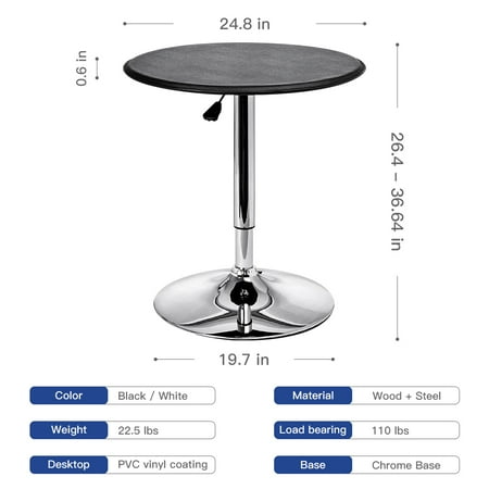 Babyroom Modern Swivel Round Bar Table For Indoor Outdoor Adjustable Counter Height Home 360 Degree Pub Bistro Cafe Tables Black Canada Babyroom Modern Swivel Round Bar Table, Round Cafe Table Dimensions