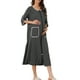 thumbnail image 4 of Ropa de baño de mujer Inspire Chic con cremallera frontal, rayas, manga 3/4, larga, vestido de casa, pijama XL negro, 4 of 6