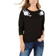 thumbnail image 1 of Style & Co. Womens Floral Applique Sweatshirt, Black, X-Large, 1 of 1