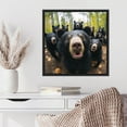 thumbnail image 3 of Kate and Laurel Sylvie Funny Animal Black Bear Selfie Framed Canvas Wall Art by The Creative Bunch Studio, 22x22 Black, Funny Cute Animal Art for Wall, 3 of 7