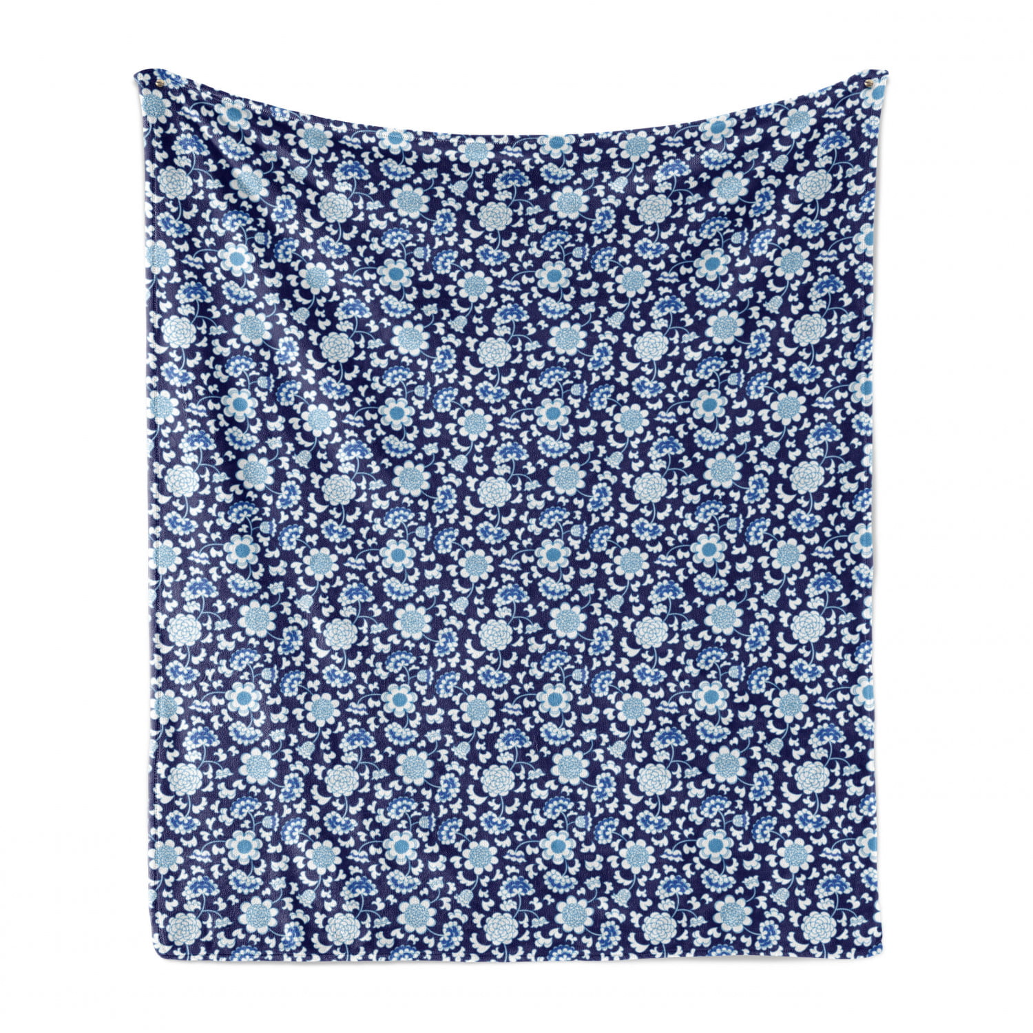 Ambesonne Oriental Soft Flannel Fleece Throw Blanket Traditional Floral Motifs Nostalgic Cozy Plush for Indoor and Outdoor Use 60 x 80 Sky Blue White