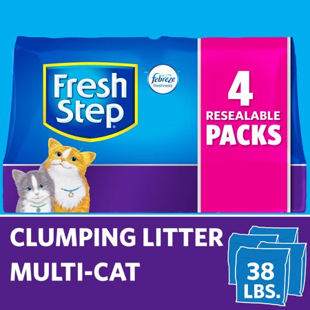 Fresh Step Multi-Cat Scented Litter with the Power of Febreze, Clumping Cat Litter, 38 (Best Low Dust Clumping Cat Litter)