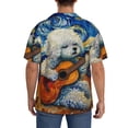thumbnail image 3 of Balery Dog Guitar Starry Night Camisa Casual de Manga Corta con Botones para Hombre, Texturizada, Estilo Cubano, para Playa, Verano-X-Large, 3 of 5