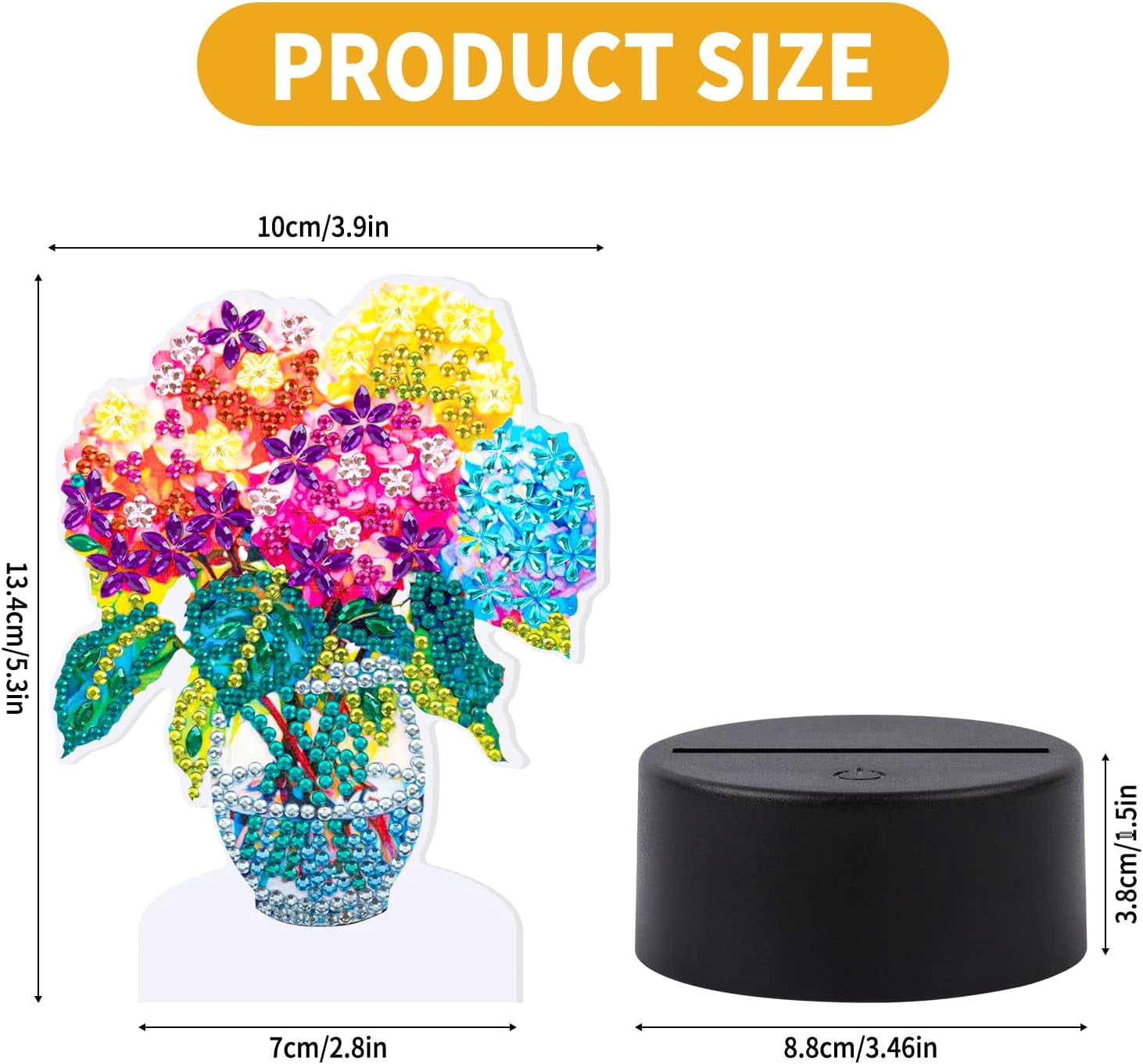 Flower Diamond Painting Night Light, Touch Lamp Desktop Ornament for Adults Beginners, Bedroom Living Room Decor