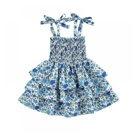 

Baby Girls Floral Dress Toddler Princess Sleeveless Halter Beach Tutu Sundress 6M-4Y