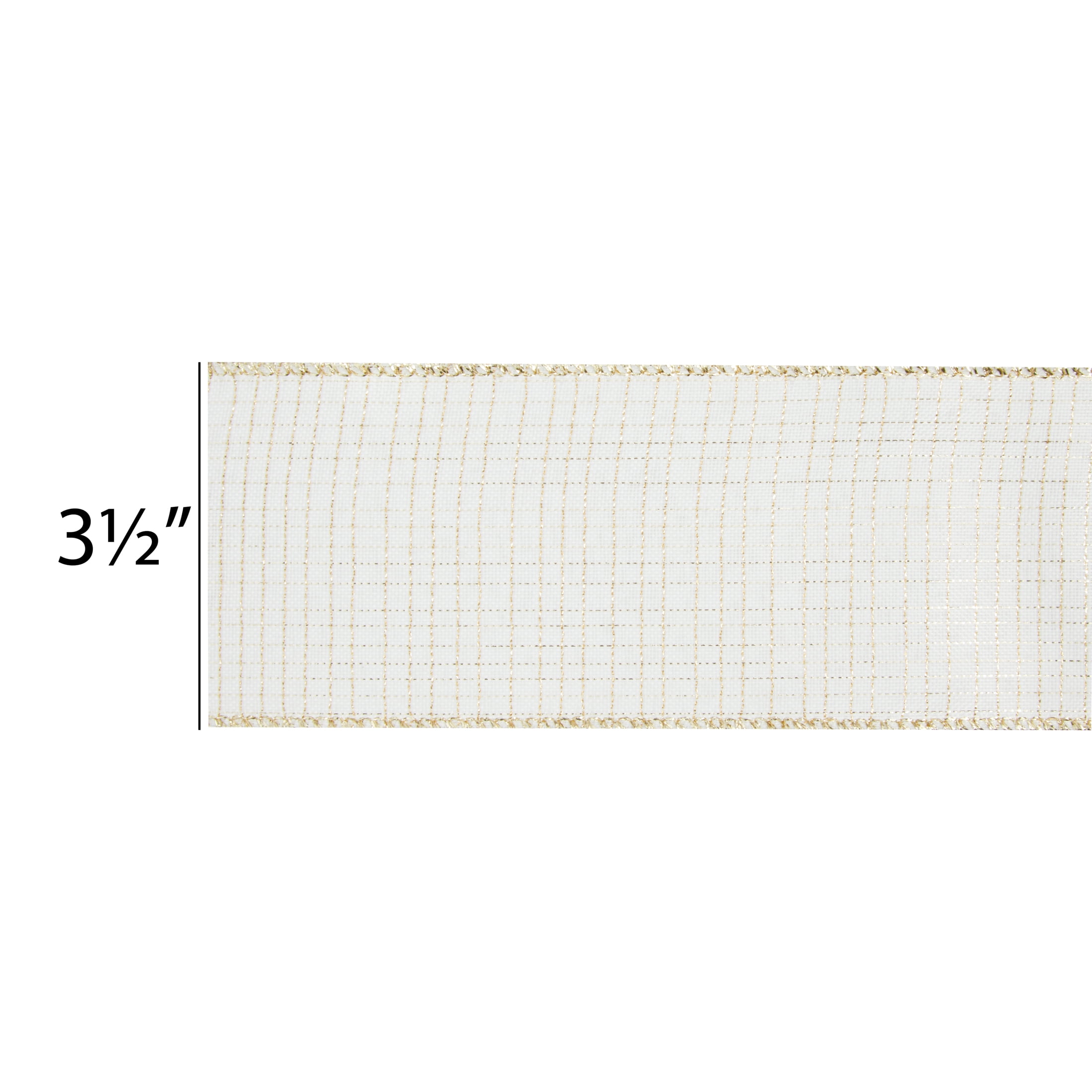 My Texas House White and Gold Plaid Ribbon, 18 ft