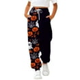 thumbnail image 2 of XQYLOS Girls Halloween Sweatpants - Pumpkin Ghos𝗍 Print 𝖣rawstring Baggy High Waisted Elastic Long Bottom for Kids 3-14Y, 2 of 6