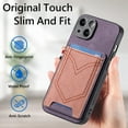 thumbnail image 3 of Nalacover Case for iPhone 15 Pro Max Card Slots Wallet Case, Vintage Denim Pattern PU Leather Magnet Car Mount Cover, Full Edge Protection Anti-Drop Shockproof Case, Purple, 3 of 9