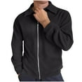 thumbnail image 2 of Goodtrade8 Big Mens Jackets Zip up Casual Bomber Jacket Outdoor Pocket Lapel Black Plain Mens Coats Big and Tall, 2 of 9