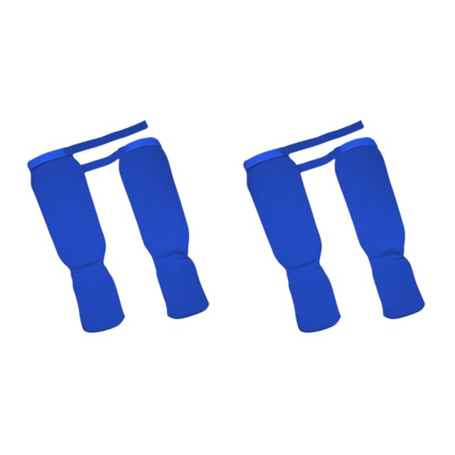 Transemion 1 Pair Shin Instep Guards MMA Elastic Protector and Protection Supplies Training Blue S 2Set