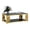 Black, variant on Luxury Stainless Steel Rectangle Glass Coffee Table with Gold-Toned Legs, Holaki Clear Glass Coffee Table for Living Room, Modern Elegant Cocktail Center Table with Storage Shelves for Home Office