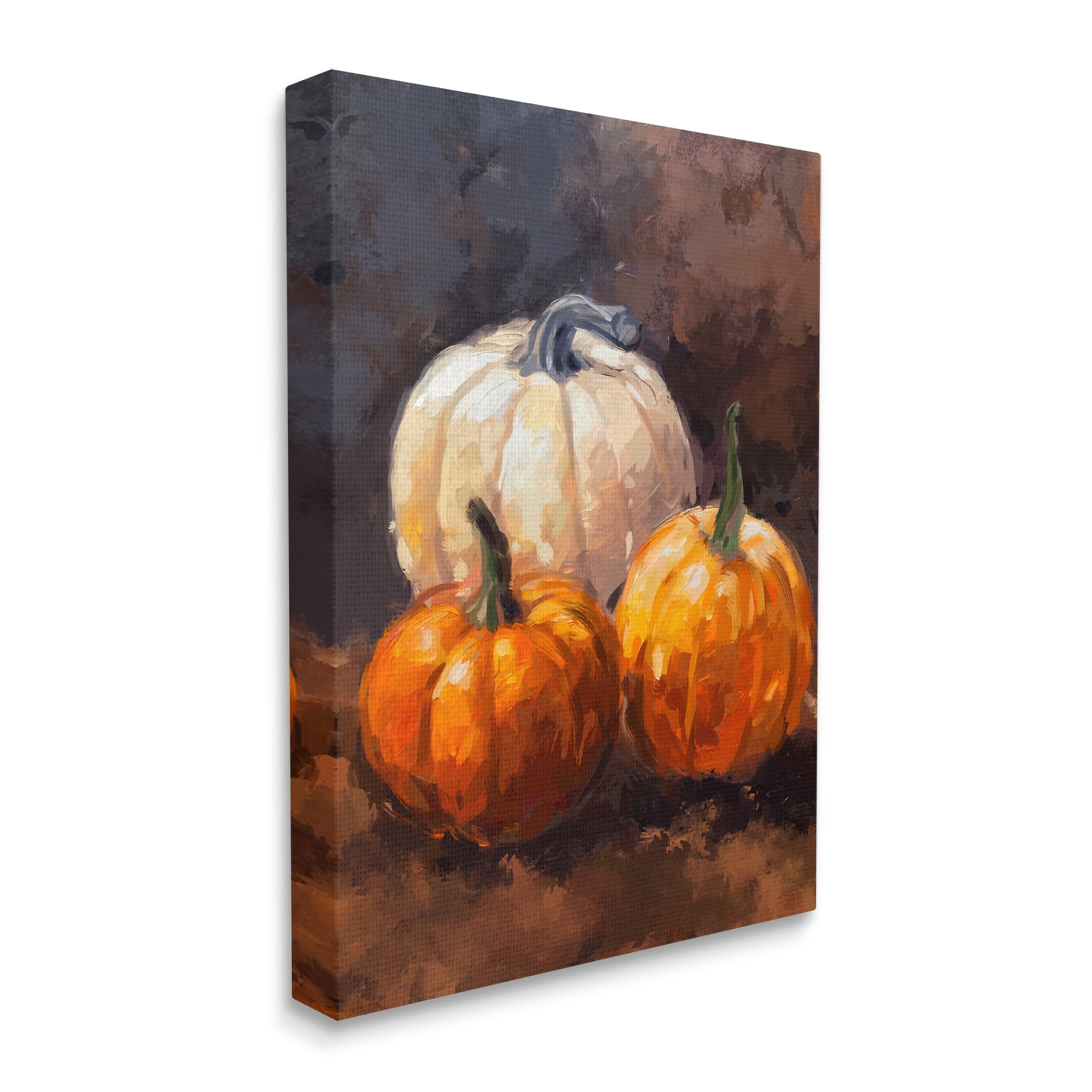 Stupell Industries Pumpkin Painting Still Life Holiday Painting Gallery Wrapped Canvas Art Print Wall Art, 16 x 20