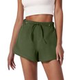 thumbnail image 2 of RYRJJ Linen Shorts for Women Summer Dressy Casual Drawstring Wide Leg Shorts Trendy Lounge Lightweight Short Pants with Pockets(Army Green,XXL), 2 of 7
