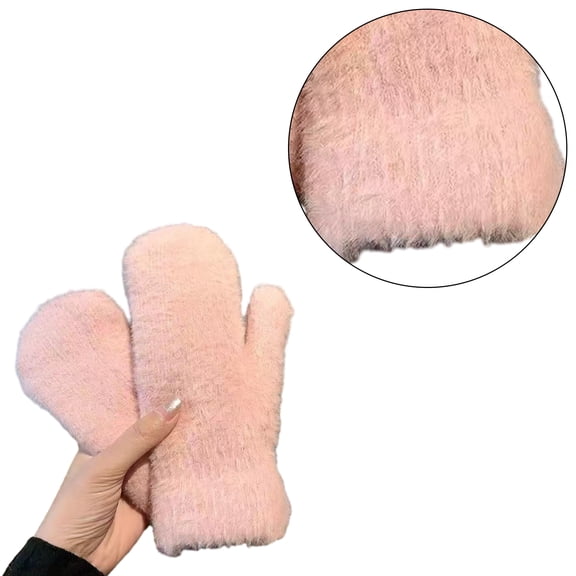 Soft Faux Furs Mittens Thick Cotton Lined Insulated Thermal Mittens Warm Winter Gloves for Women Birthday Christmas Gift