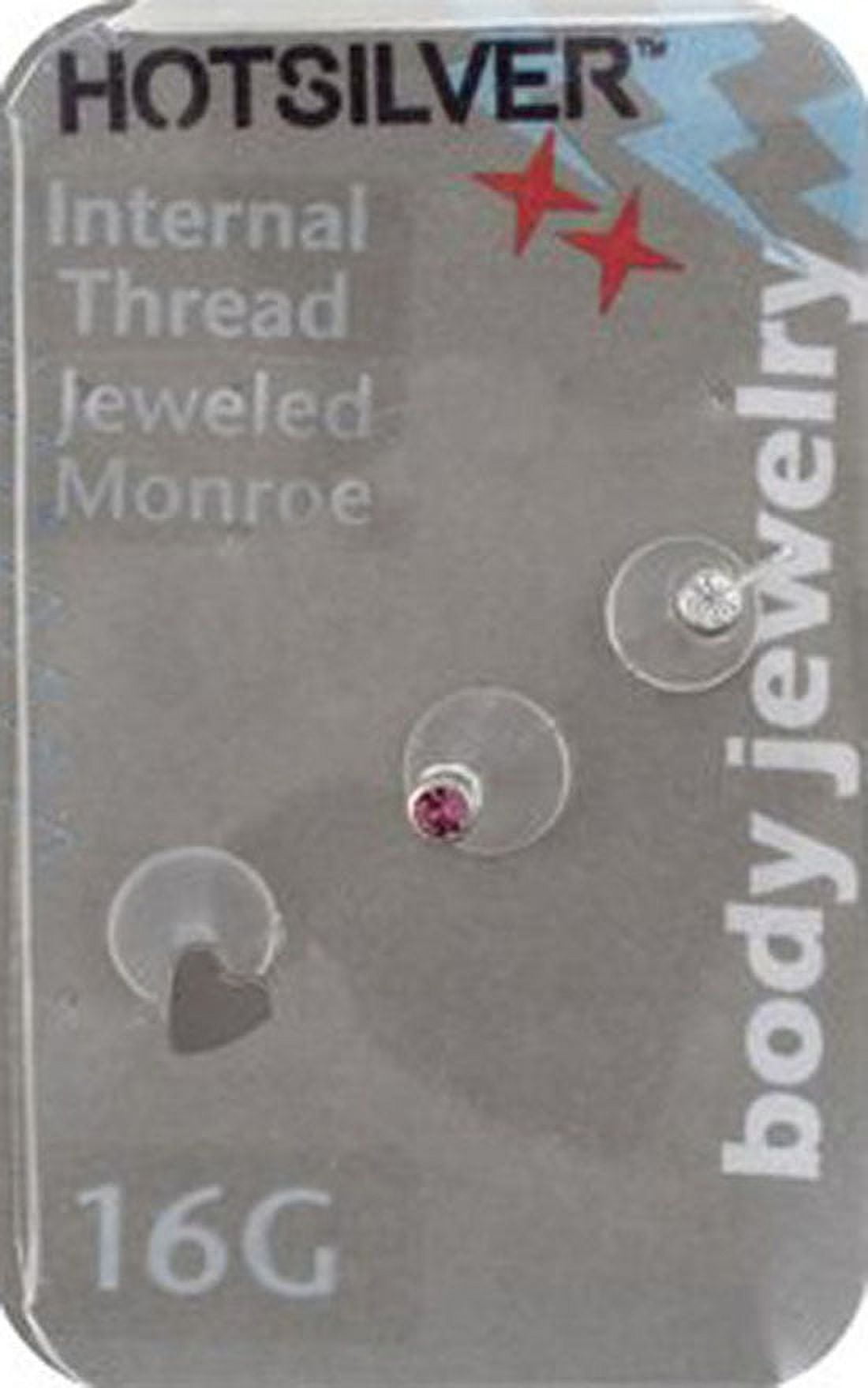 Body Jewelry Women's 16G Internally Threaded Monroe Piercing Set, Stainless Steel, 3-Pack