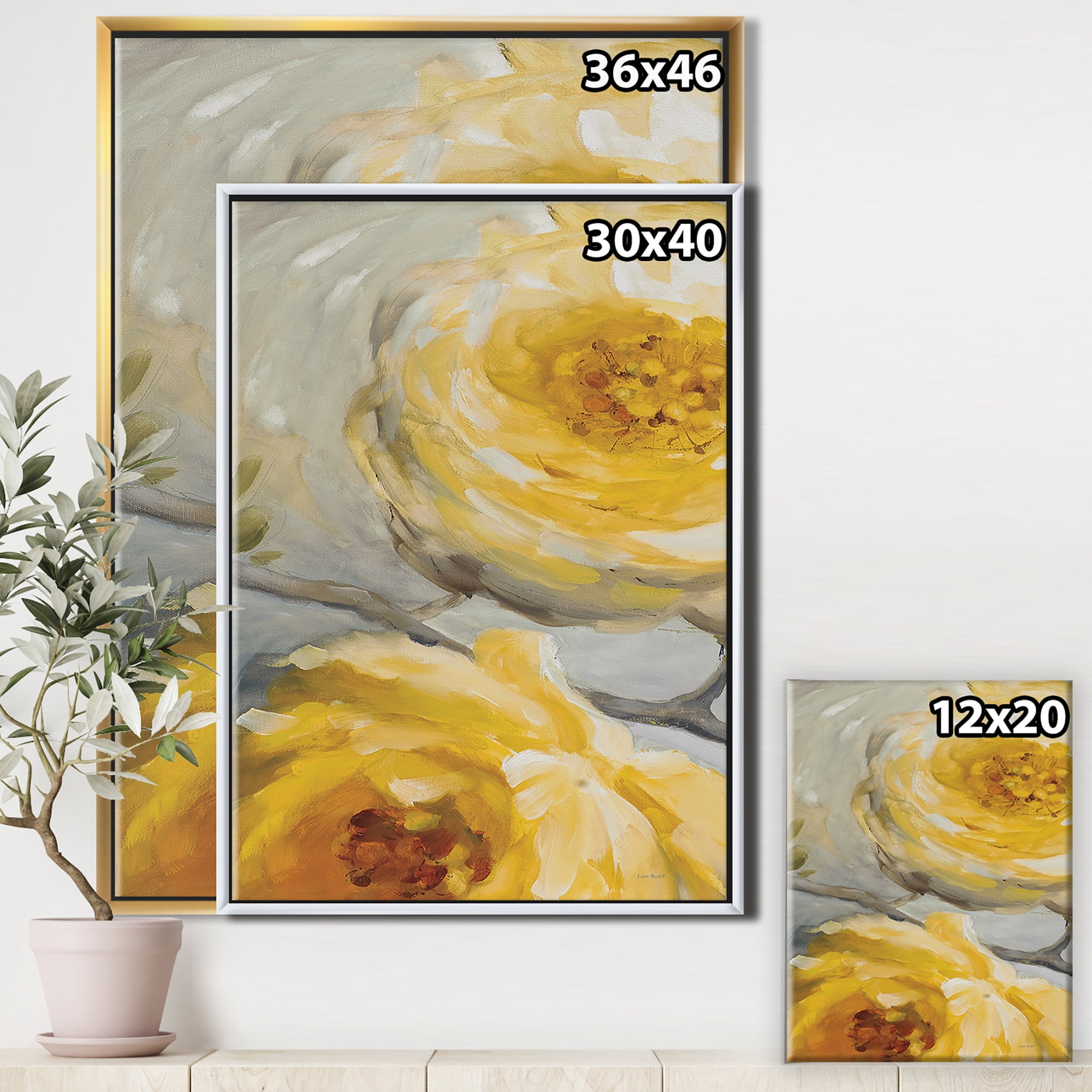 Designart ' Sunshine Yellow Flower III ' Floral Framed Canvas