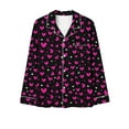 thumbnail image 7 of NSLGXD Fashion Heart Print Pajamas Sets for Women Long Sleeve Button Up Shirts and Lounge Pants 2pc Outfits Holiday Winter Warm Loose 2 piece Pjs Set, 7 of 7