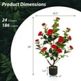 thumbnail image 3 of Gymax 2-Pack 38'' Artificial Camellia Tree Faux Floral Plant for Decoration Red, 3 of 9