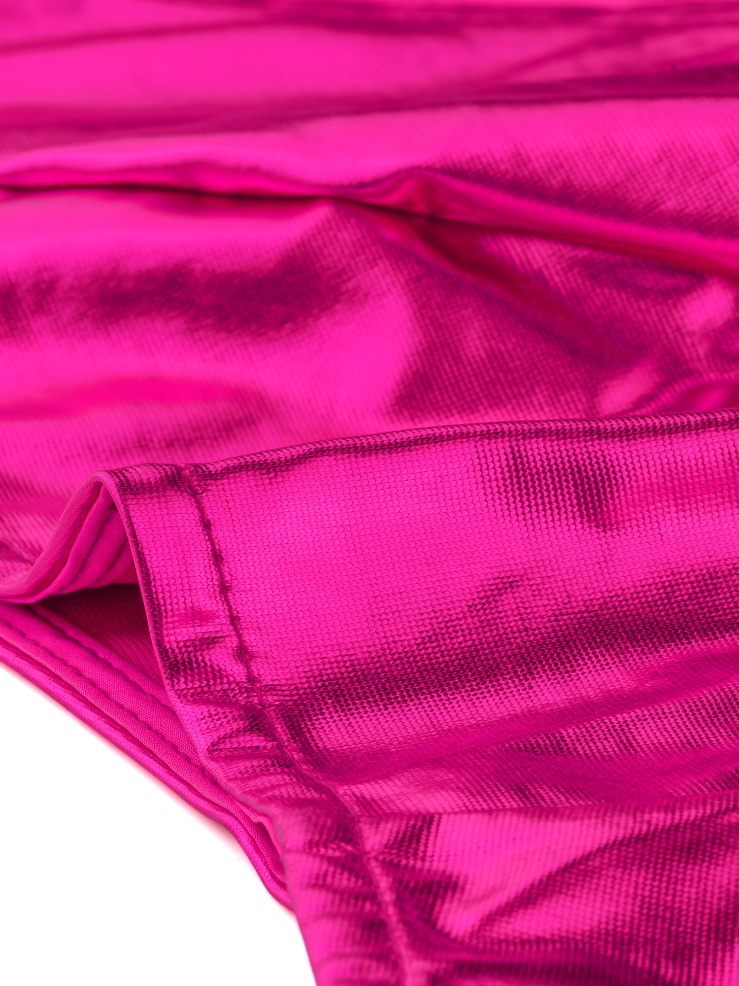 DARING DIVA Women's V-Neck Backless Metallic Crop Tops S Hot Pink