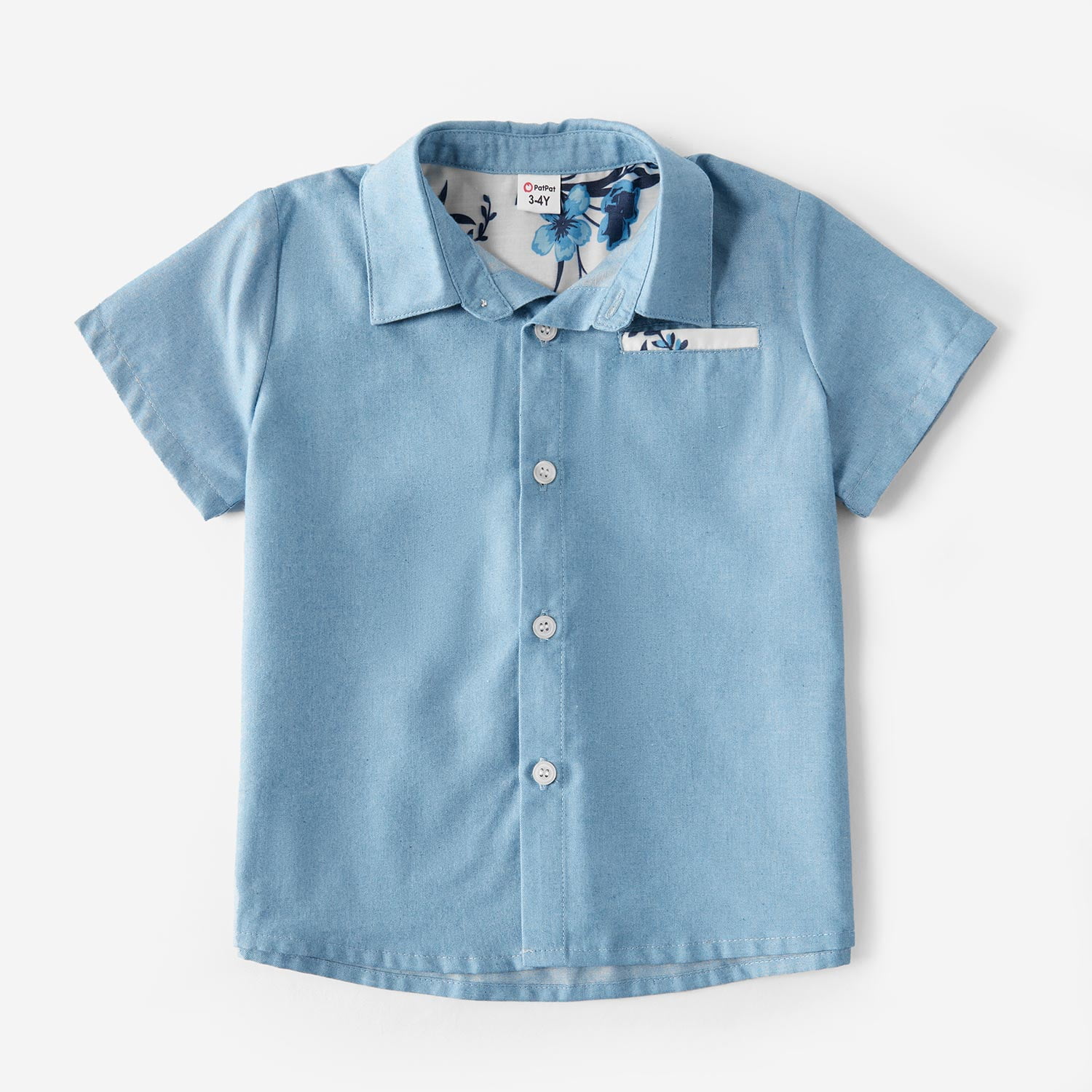 PatPat Mosaic Cotton Family Matching Outfits Mommy and Me Dark Blue Dresses and Denim Tops Polo Shirts Sets, Baby Girl 9-12M
