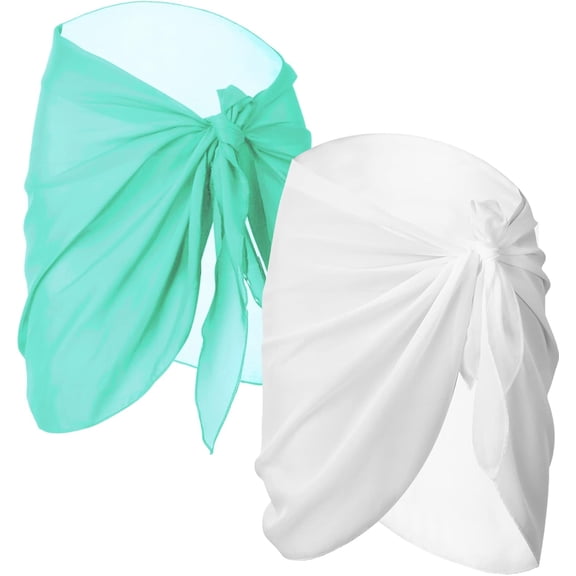 BlinkLLX 2 Pieces Sarong Coverups for Women Bathing Suit Wrap Swimsuit Skirt Beach Bikini Cover up Swimwear Chiffon